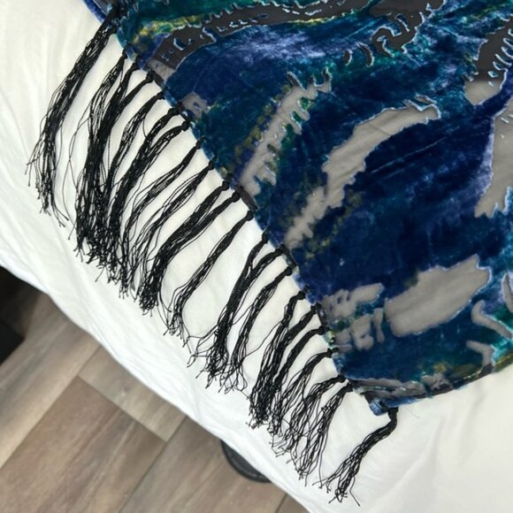 Chico's Velvet and silk Blue and Green Scarf - Picture 4 of 4